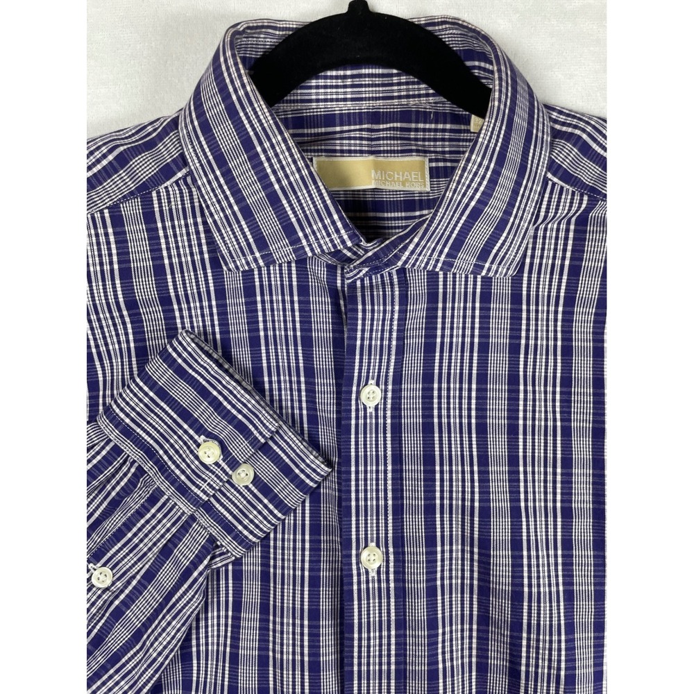 michael michael kors mens 100% cotton plaid button down 16 32/33 preppy summer